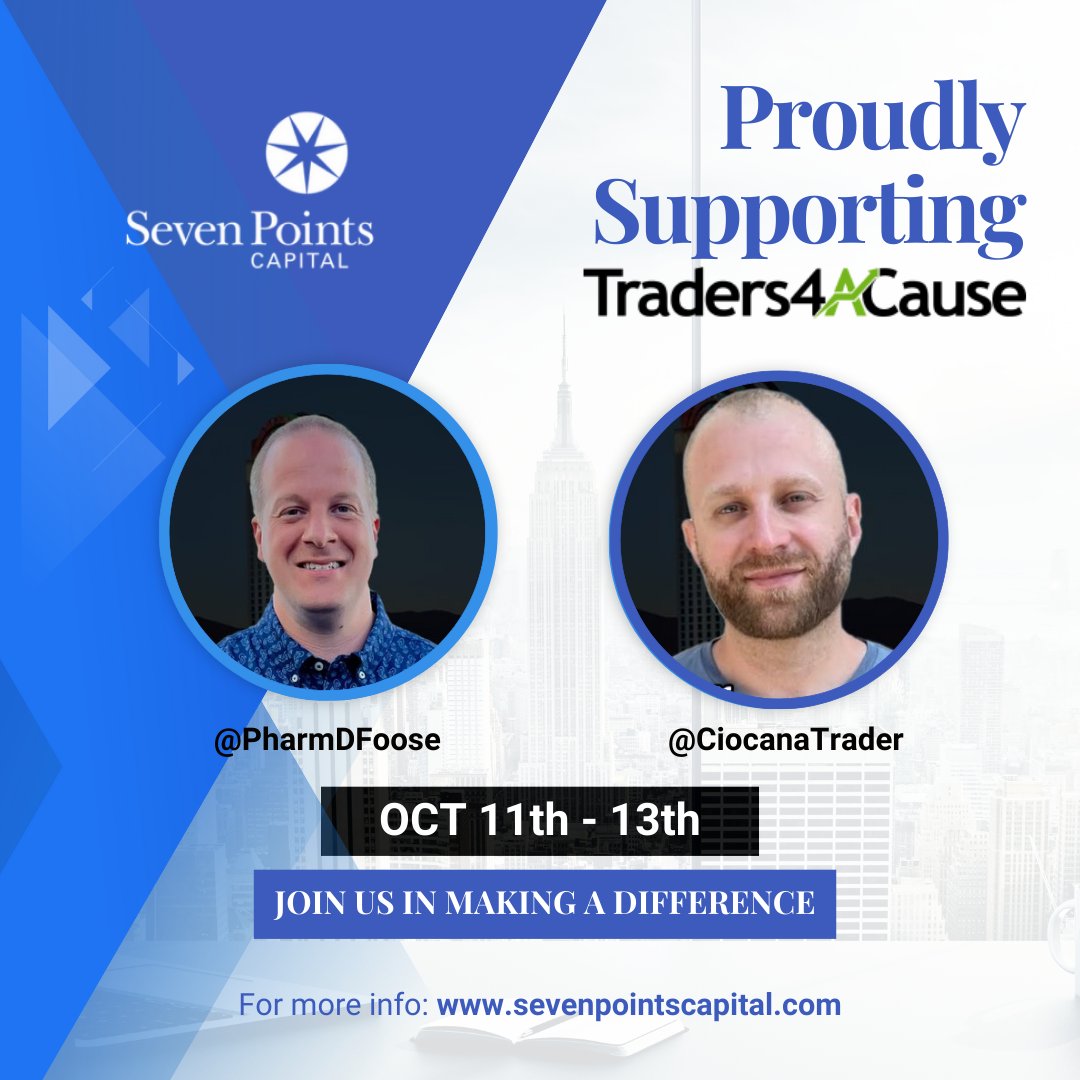 Seven Points Capital (@sevenpointscap) on Twitter photo Seven Points Capital is proud to support <a href="/Traders4ACause/">Traders4ACause</a> at T4AC24. This event brings together top industry leaders for two networking and philanthropy days.
We're honored to have <a href="/PharmDFoose/">Brice Foose</a> & <a href="/CiocanaTrader/">Stan Gluzman</a> speaking at this event. Seven Points Capital is proud to support <a href="/Traders4ACause/">Traders4ACause</a> at T4AC24. This event brings together top industry leaders for two networking and philanthropy days.
We're honored to have <a href="/PharmDFoose/">Brice Foose</a> & <a href="/CiocanaTrader/">Stan Gluzman</a> speaking at this event.