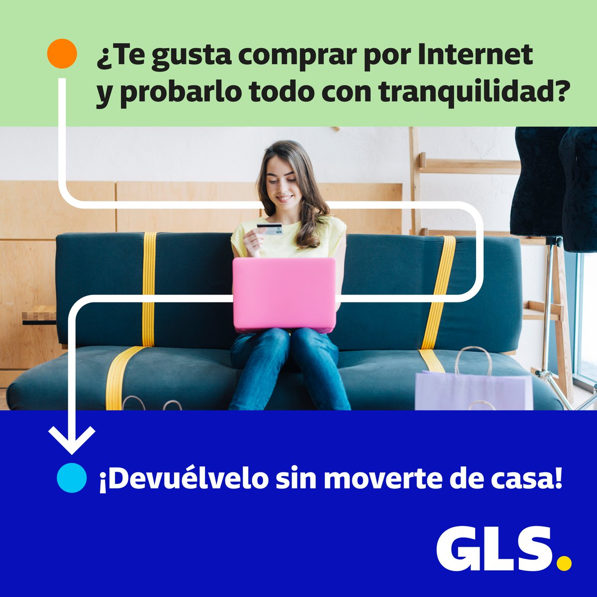 GLS_Spain's tweet photo. Después de comprar online... Toca devolver lo que no te gusta o no te va bien 🛍️📲

¿Tu vendedor no cubre el envío de la devolución ? Contrata el servicio con la app #MyGLS , te lo pasamos a recoger  📦 👉 https://t.co/cQlqw3dj7N

#GLSSpain https://t.co/CkpTT7g0Sj