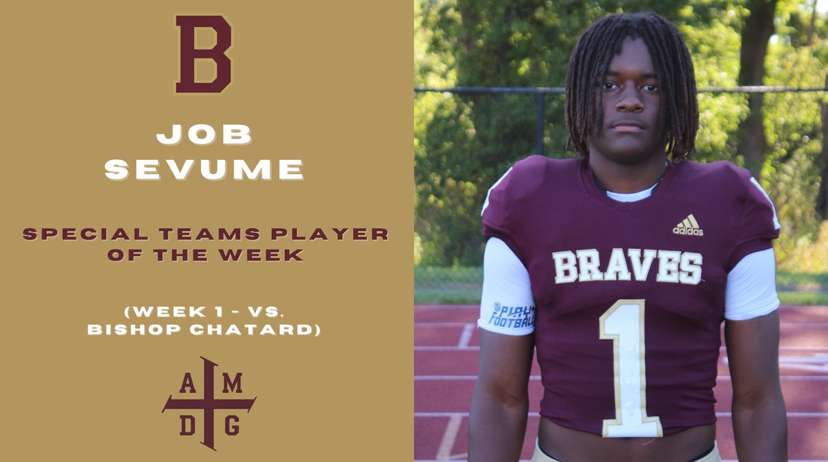 BJPSFootball's tweet photo. Week 1 Defensive, Special Teams, and Staff Member of the Week!

Not pictured: Student Coach Edwin Williams

(Supported by: @cousinssubs)

#GoBraves | #MOC https://t.co/unwY6ldc2W