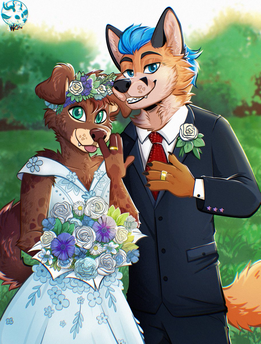 🐶🦊 Geiko and Mocha looking absolutely stunning, dressed to the nines for their wedding💍❤️Wishing them all the best—long live love! 🌈💕

Telegram:@ Whiteklaw

🎨Join my Channel: t.me/WhiteklawsArt   

#furry #fursona #furries #furryart
