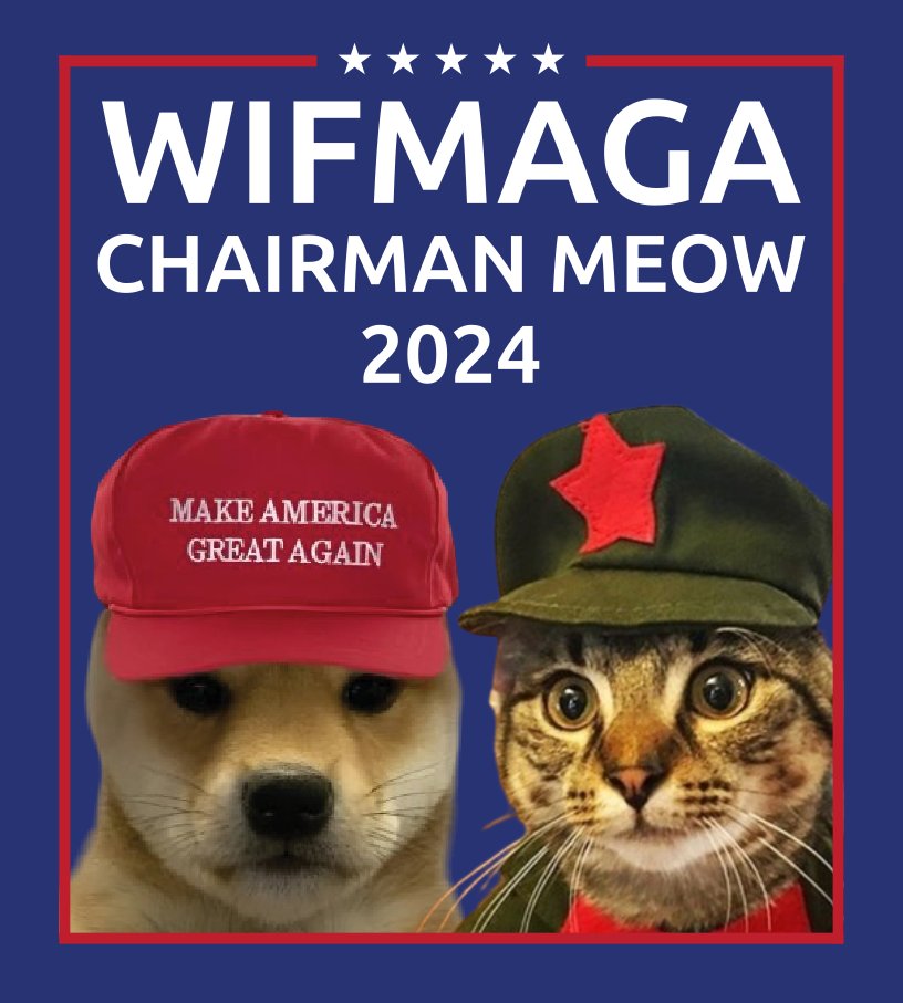 #WIFMAGA 🤝 $CMEOW for generational wealth!

🇺🇸 Make Crypto YUUUGE Again 🇺🇸

<a href="/chairmanmeowss/">Chairman Meow 🪑🐱</a>

#Memecoin #Solana #Crypto #Trump #Trump2024 #MAGA #MAGA2024
