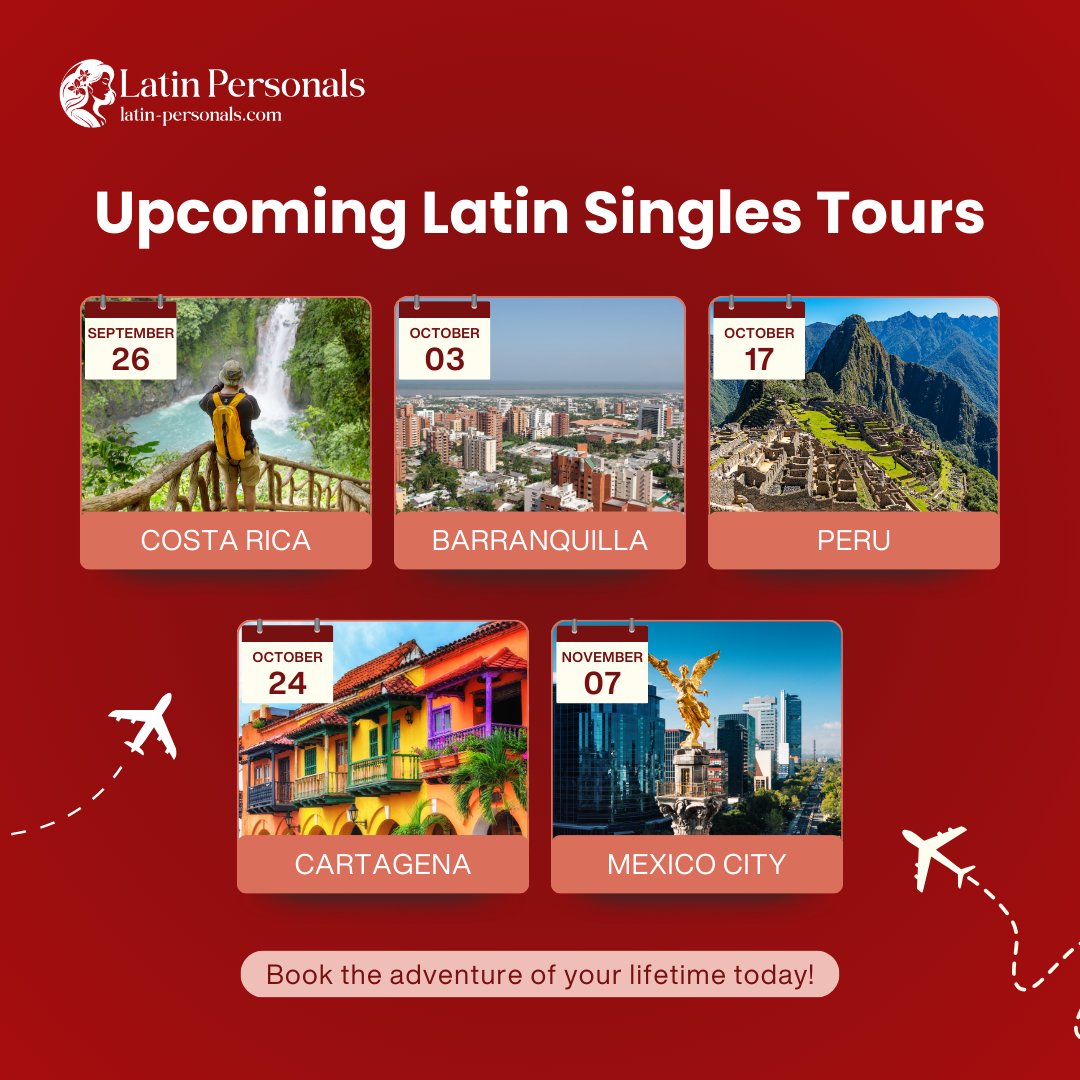 Latin_Personals's tweet image. Are you interested in joining our Latin singles tours? ✈️

Check out our remaining tours this year, and choose where to start your search for your Latina love! 👩‍❤️‍👨

Learn more here: 👉 bit.ly/Latinpersonals…

#singlestour #latinamerica #peru #colombia #costarica #mexico #wmlf