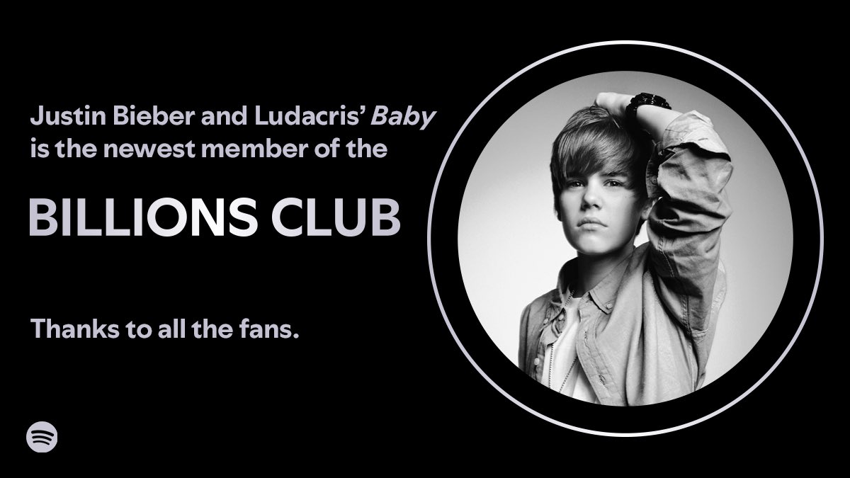 Spotify's tweet image. It’s a good day because Baby just joined the #BillionsClub ✨ spotify.link/billionsclub