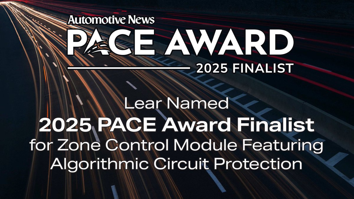 Lear Corporation (@learcorporation) on Twitter photo We are proud to be named a finalist for the 2025 PACE Awards from <a href="/Automotive_News/">Automotive News</a>. Lear's Zone Control Module (ZCM) leverages our patented software algorithm, which provides cost-effective circuit and wire protection and enables next-generation zonal architectures. #ANPACE We are proud to be named a finalist for the 2025 PACE Awards from <a href="/Automotive_News/">Automotive News</a>. Lear's Zone Control Module (ZCM) leverages our patented software algorithm, which provides cost-effective circuit and wire protection and enables next-generation zonal architectures. #ANPACE
