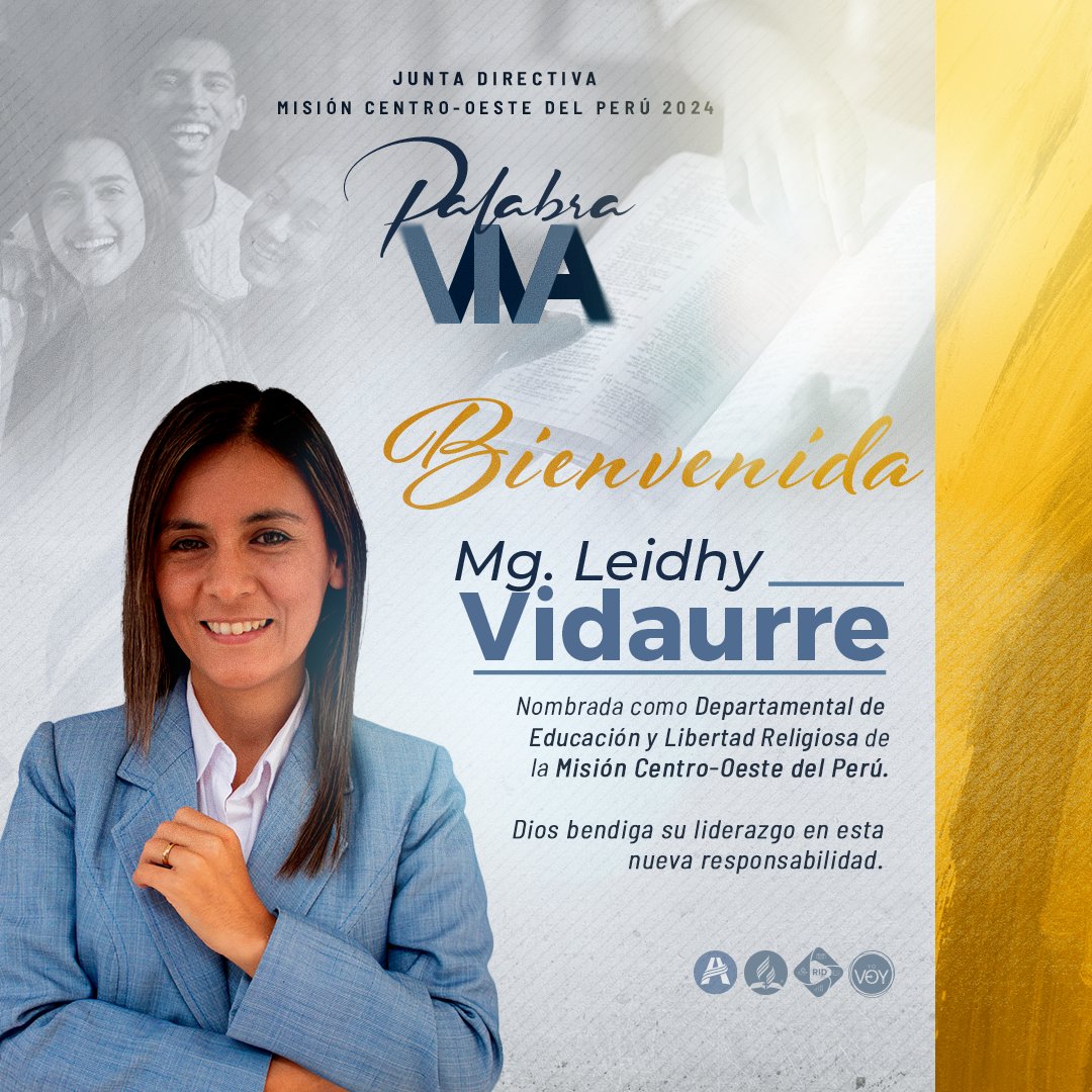 Damos la 𝘽𝙞𝙚𝙣𝙫𝙚𝙣𝙞𝙙𝙖 a la 𝙈𝙜. 𝙇𝙚𝙞𝙙𝙝𝙮 𝙑𝙞𝙙𝙖𝙪𝙧𝙧𝙚, elegida como Departamental de Educación y Libertad Religiosa de la Misión Centro-Oeste del Perú 🇵🇪. 

Dios bendiga su ministerio y liderazgo 🙏
#PalabraViva