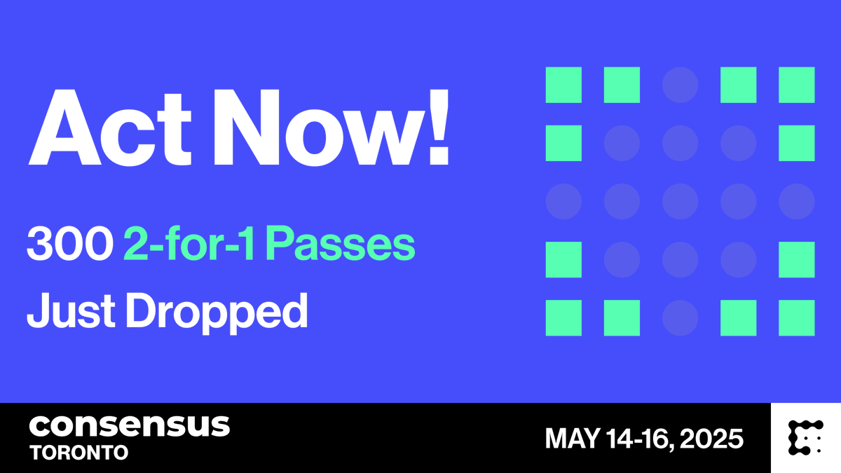 🌐 Be part of the future of crypto and blockchain at #Consensus2025! 🌐 For  a limited time, get 2-for-1 Pro Passes to Consensus 2025. This special  offer is only available to the