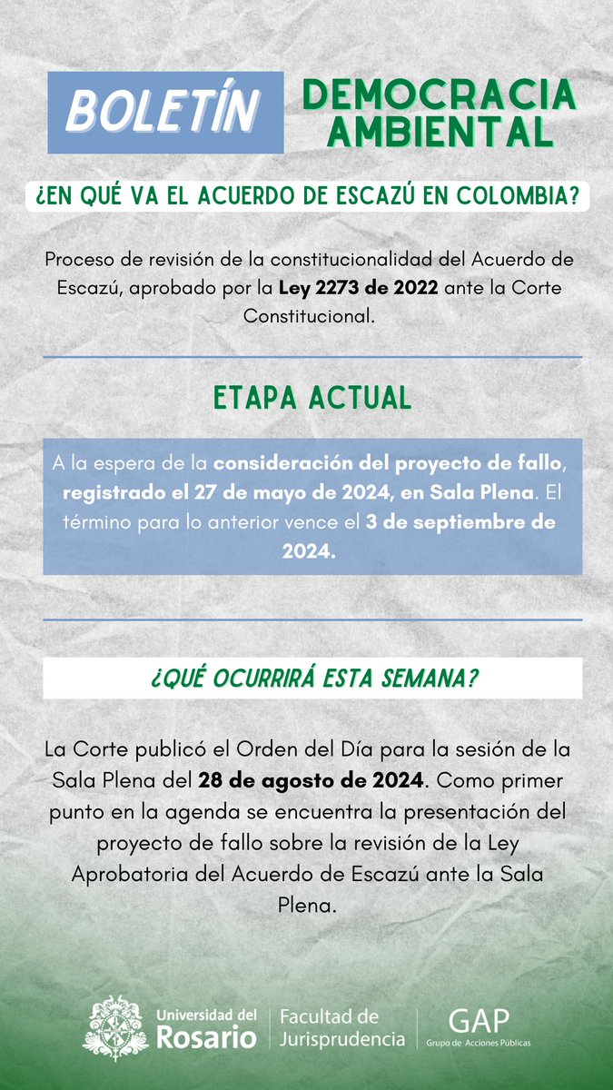 ¡Desde el GAP te informamos sobre el #AcuerdoDeEscazú! 🌎

En este boletín,  sabrás cuáles serán los avances de esta semana en la <a href="/CConstitucional/">Corte Constitucional</a> ⬇️