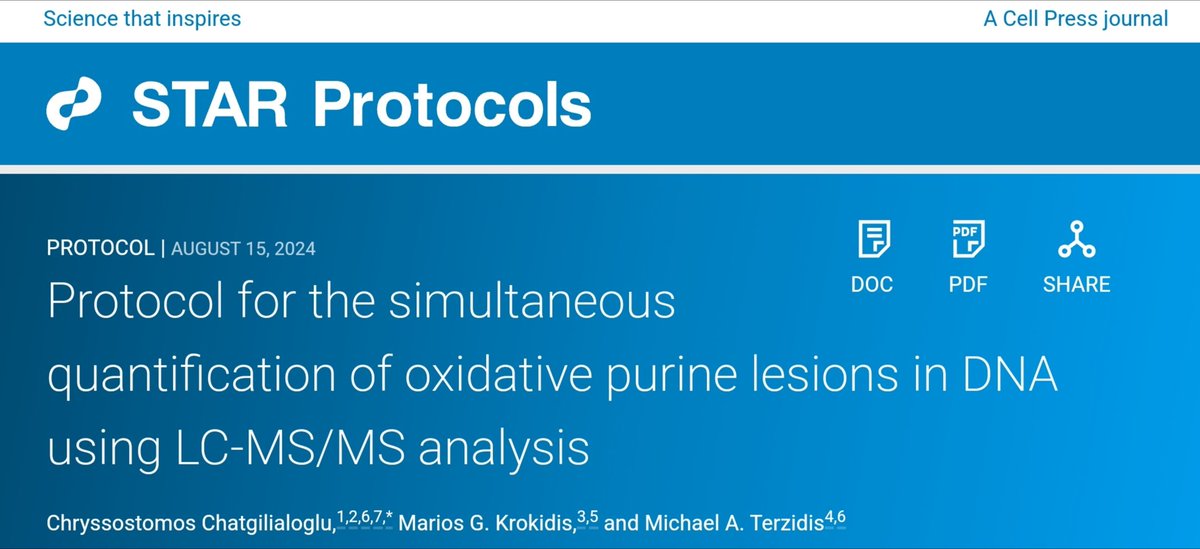 if interested in oxidative DNA damage and lesions quantification you can take a look in our just published STAR protocol. Many thanks to Chrys Chatgilialoglu and Marios Krokidis.
#DNAdamage
#oxidativestress
#cyclopurines
star-protocols.cell.com/protocols/3667