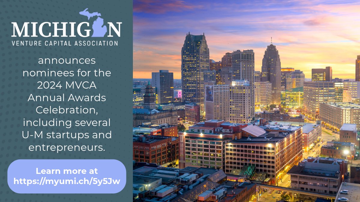 The <a href="/MichiganVCA/">MVCA</a> recently announced their nominees for their 2024 Annual Awards Celebration. Several <a href="/UMich/">University of Michigan</a> entrepreneurs and  startups have been nominated, including our own National Advisory Board chair Chris Rizik for the MVCA Hall of Fame!

Learn more: myumi.ch/5y5Jw