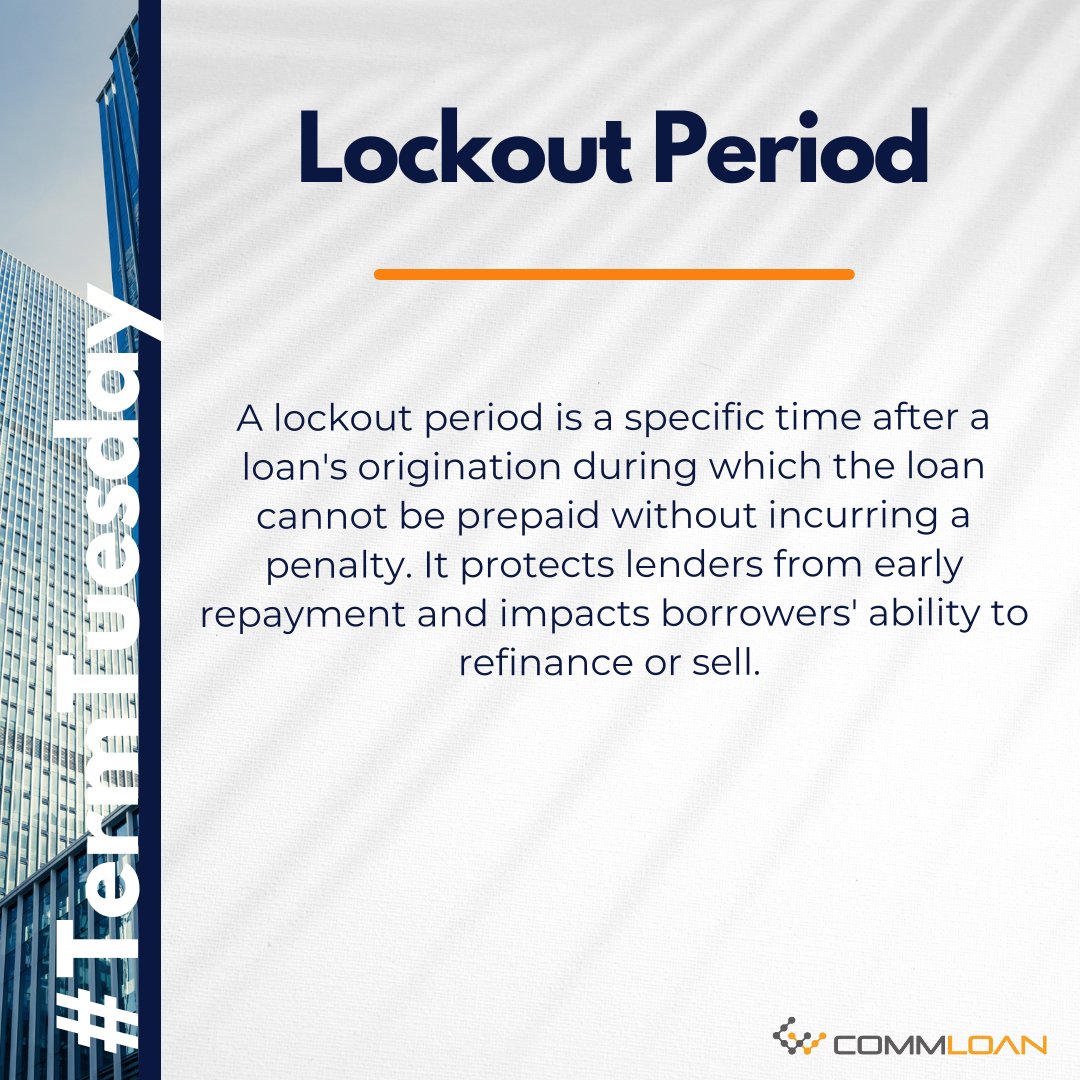 CommLoan's tweet image. #TermTuesday #LockoutPeriod #CRELoans #CommercialRealEstate #InvestorTips

Read more: hubs.li/Q02MDbV30