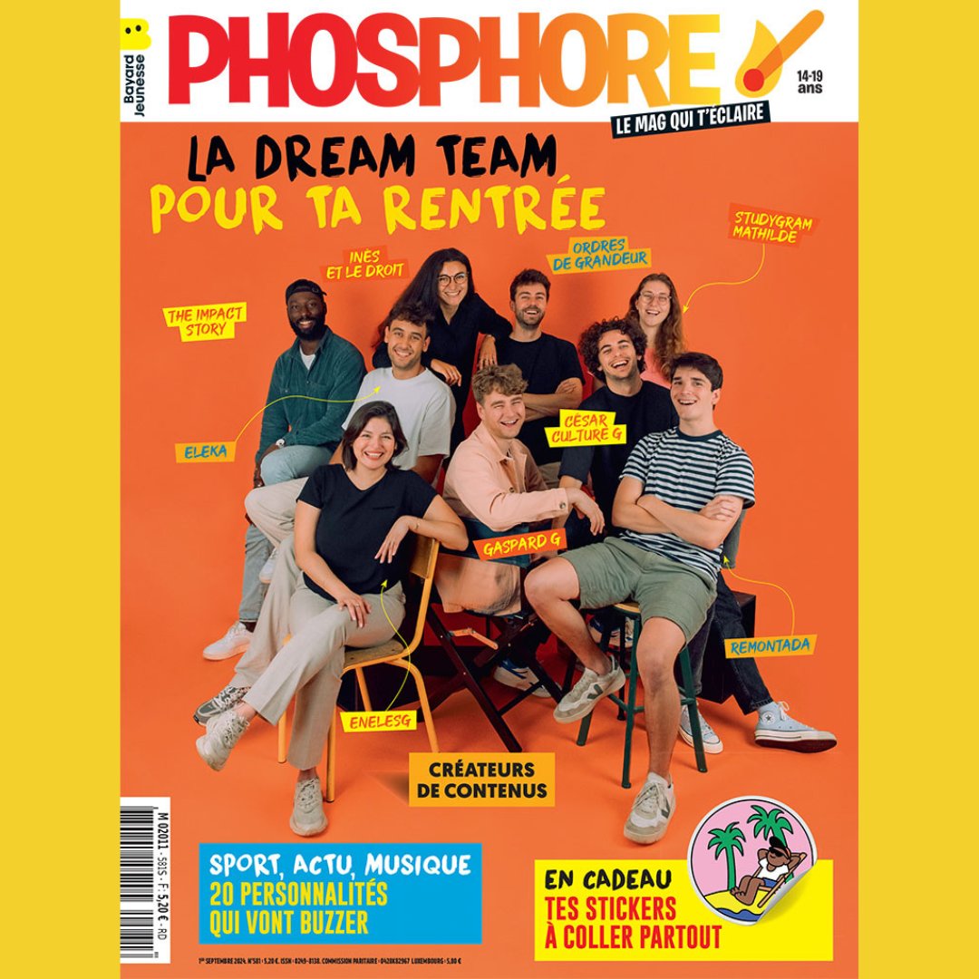 Le nouveau Phosphore débarque en kiosque !

📱Depuis 2021, l’agence Intello, fondée par Gaspard G, réunit des créateurs qui font de la vulgarisation sur les réseaux.

🙌Découvre 20 people, séries, sportifs, auteurs qui vont faire du bruit… et seront au centre de tes discussions.