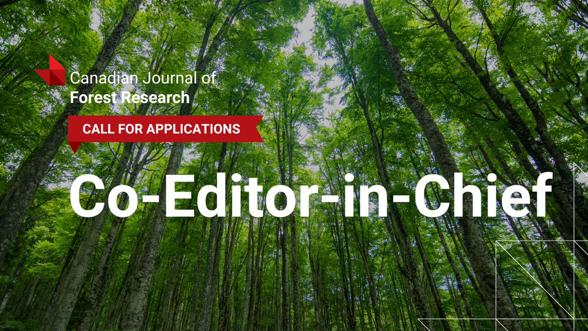 Canadian Journal of Forest Research (@canjforestres) on Twitter photo 👩🔬🌲 Take the lead in forest science! We're hiring a co-Editor-in-Chief! If you're committed to excellence, diversity, and innovation in forest research, we want to hear from you! Apply by Sept 1, 2024 ➡️ ow.ly/GjzN50SW9h0 #ScienceEditor #ResearchLeadership 👩🔬🌲 Take the lead in forest science! We're hiring a co-Editor-in-Chief! If you're committed to excellence, diversity, and innovation in forest research, we want to hear from you! Apply by Sept 1, 2024 ➡️ ow.ly/GjzN50SW9h0 #ScienceEditor #ResearchLeadership