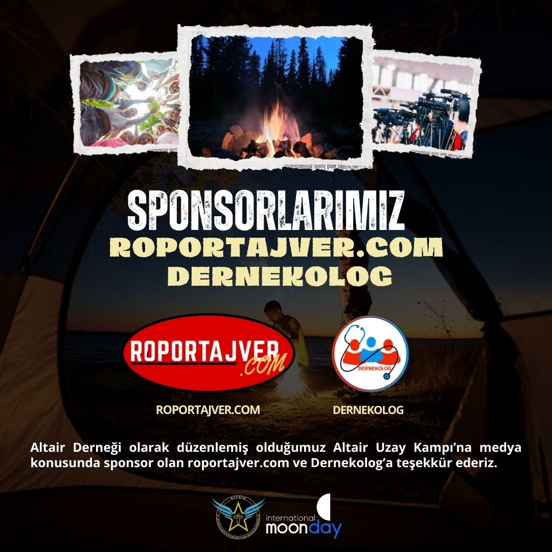 Altair Derneği olarak düzenlemiş olduğumuz Altair Uzay Kampı’na medya konusunda sponsor olan roportajver.com ve Dernekolog’a teşekkür ederiz.
