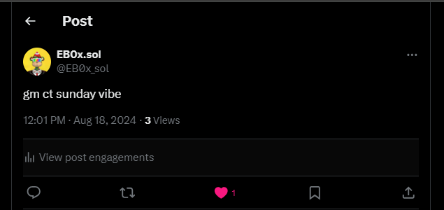 EB0x_sol's tweet photo. GM I'm shadowbanned... very good 3 views WTFFFFF

I have more engagement on @thearena and no retardio shadow ban here.... I think i m done with X https://t.co/BNXS7v7B0O