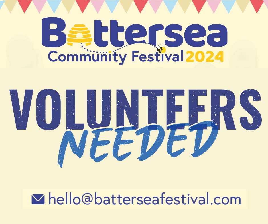 Battersea Community Festival (@battersea_fest) on Twitter photo 🐝We need volunteers on Saturday 7th September to take part in the Battersea Community Festival in Shillington Park.
🐝You'll get a £10 food voucher to spend on the day and £5 in travel expenses.
🐝Email - hello@batterseafestival.com 🐝We need volunteers on Saturday 7th September to take part in the Battersea Community Festival in Shillington Park.
🐝You'll get a £10 food voucher to spend on the day and £5 in travel expenses.
🐝Email - hello@batterseafestival.com