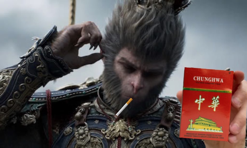 chunghwa_solana's tweet photo. Fun fact: 

WUKONG is a Chinese smoker! #WUKONG 🐒🚬 @chunghwa_solana 

$CIGGS #BlackMythWukong https://t.co/uf542ZhXyu