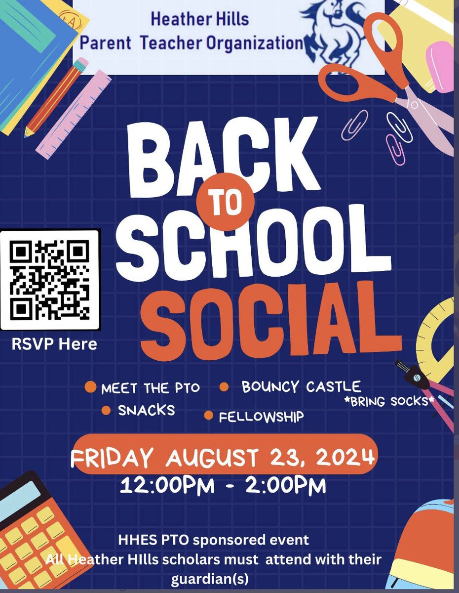 Heather Hills Community we are so excited about our PTO Social! Please be sure to RSVP to attend