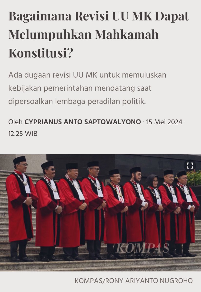 Berkat partai dan politikus seperti Dasco dkk yang ingin kendali penuh atas MK lewat revisi UU, hakim-hakim MK jadi merasa senasib.

Dua putusan soal syarat pencalonan Pilkada membubarkan semua transaksi dagang sapi gerombolan partai dan politikus ini.

Terima kasih, Dasco.