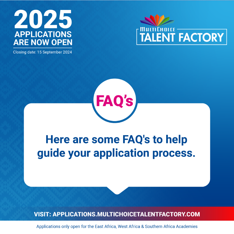 MCTalentFactory's tweet photo. So, you've taken the plunge but still have a few questions? 🤔 We've got you covered! Find all the answers you need about applying and participating in the #MultichoiceTalentFactory in the link below 🌟