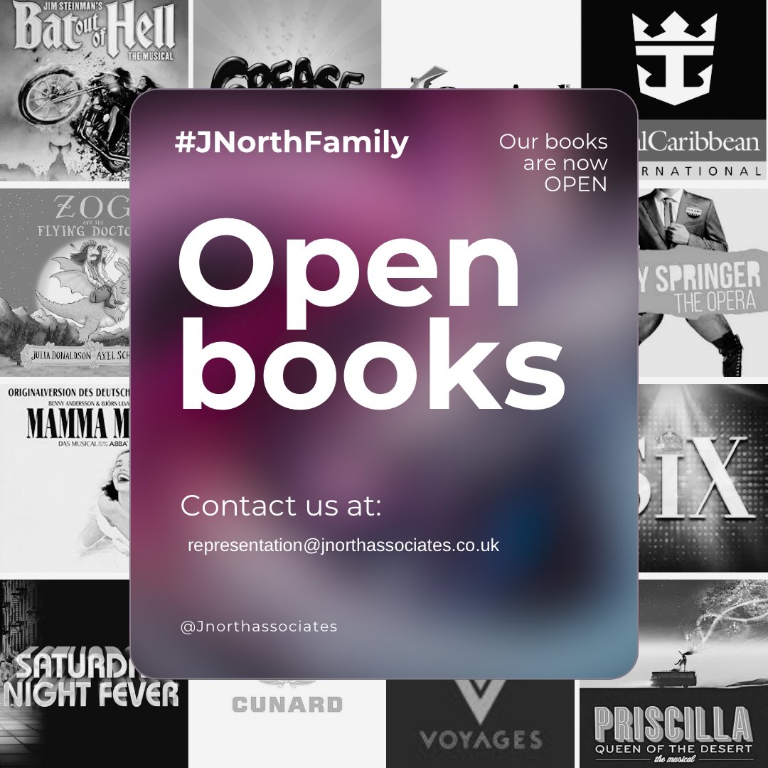 JNorthAssociate's tweet image. Our books are open! 

We are searching for.…. 🎭
▪️Strong Triple Threat performers!
▪️We would like to make a big push for Male Identifying performers but we will considering all submissions!! 

Please submit a spotlight link/showreel material &amp;amp; covering letter to be considered.