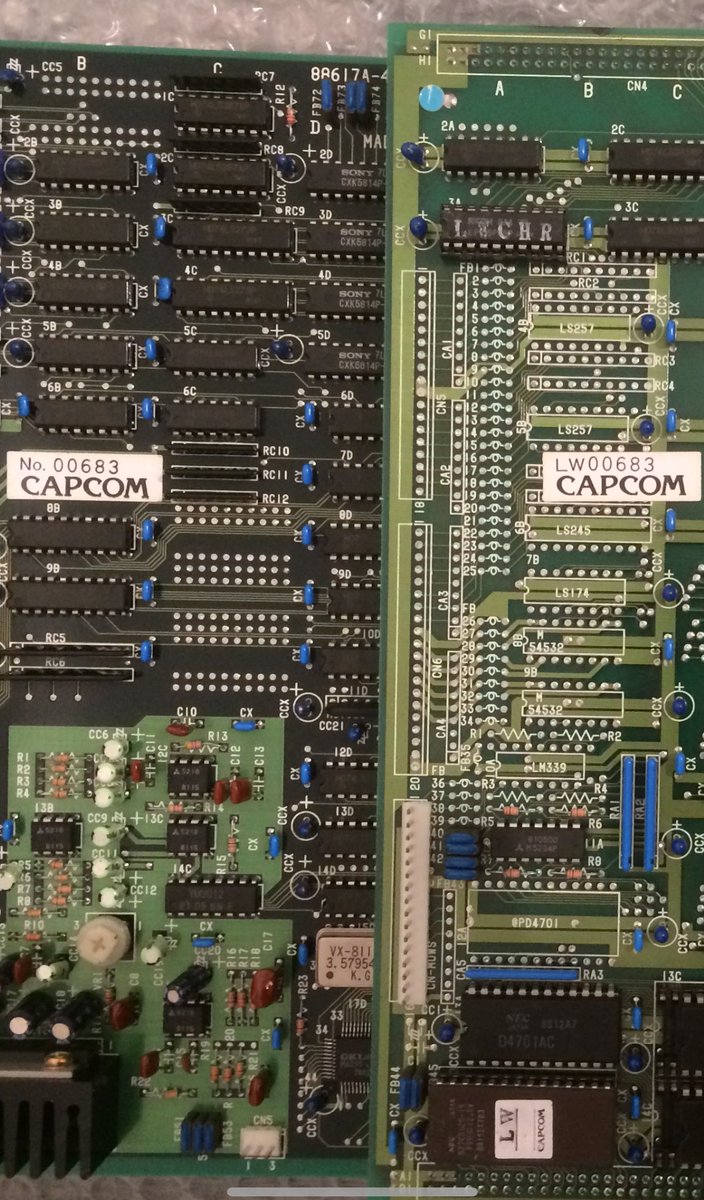 Peculiar pcb:

Forgotten Worlds with A and B board serial matching