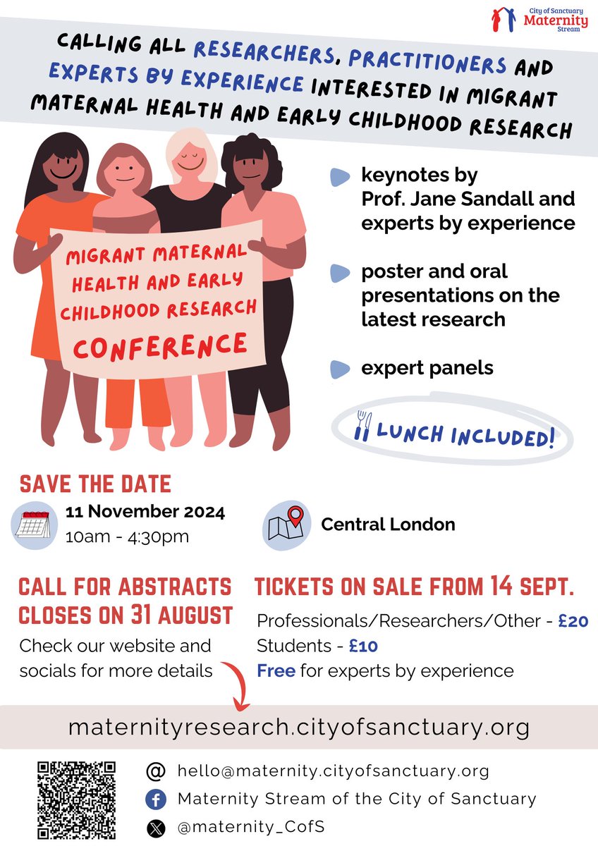 Very excited about our upcoming Maternity Stream research network conference. Please save the date. Only 10 days left to submit your abstracts …