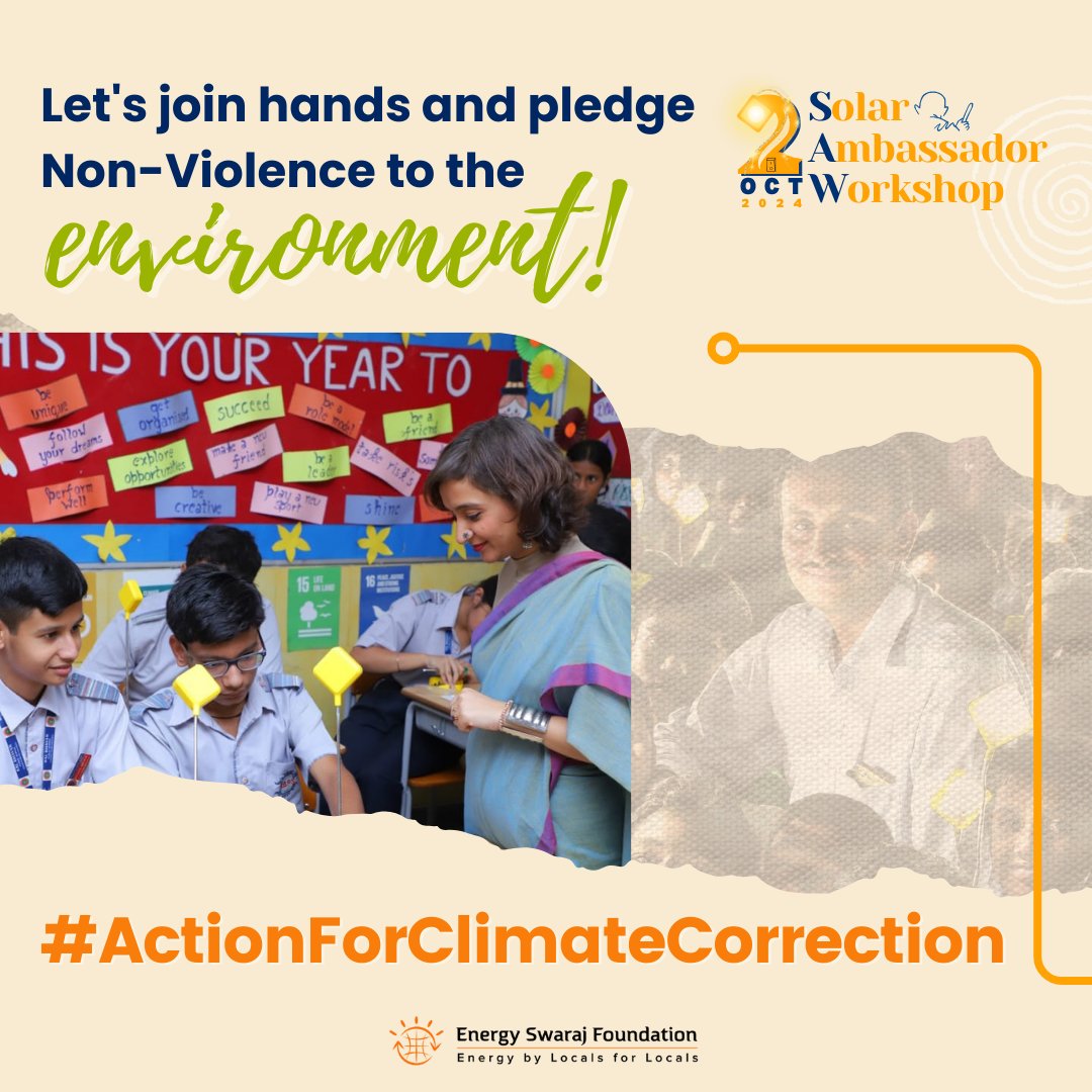 Energy_Swaraj's tweet photo. Join the #WorldRecord #Event! Pledge Non-Violence to the #Environment on 2nd October

Inviting schools, colleges &amp; corporates  to participate in a hands-on workshop. Assemble #solar lamp and use it in your daily life.

Register Now - https://t.co/S1MICT1Iq1

@DrChetanSolanki https://t.co/nCm1Z8OqwJ