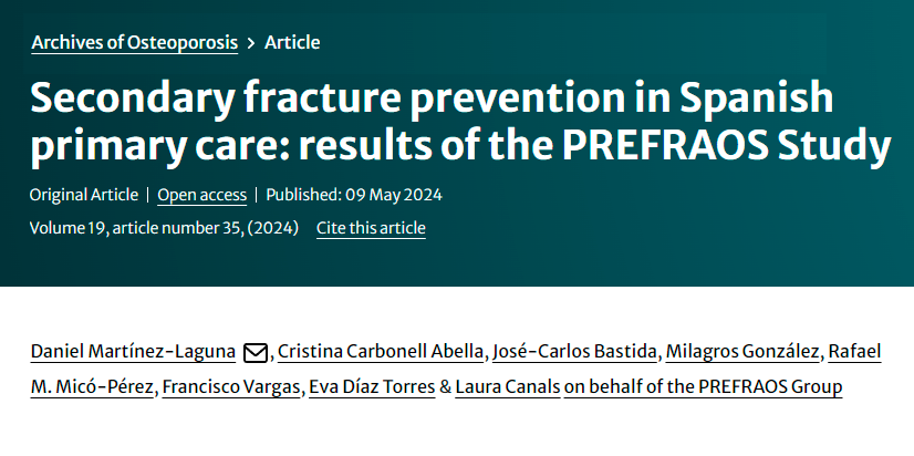primariaicscat's tweet photo. 'Archives of Osteoporosis' recull 'Prefraos', estudi que recomana millores a l'atenció primària en el seguiment de gent grans amb fractures per fragilitat òssia.

#RecercaAPBCN liderada per professionals de medicina de família de #CAPSantMartí i #CAPManso
https://t.co/Y6q9kQsQDV https://t.co/p6DgD5EjhW