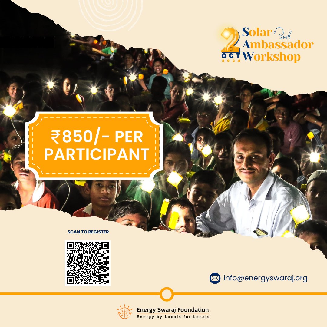Energy_Swaraj's tweet photo. Join the #WorldRecord #Event! Pledge Non-Violence to the #Environment on 2nd October

Inviting schools, colleges &amp; corporates  to participate in a hands-on workshop. Assemble #solar lamp and use it in your daily life.

Register Now - https://t.co/S1MICT1Iq1

@DrChetanSolanki https://t.co/nCm1Z8OqwJ