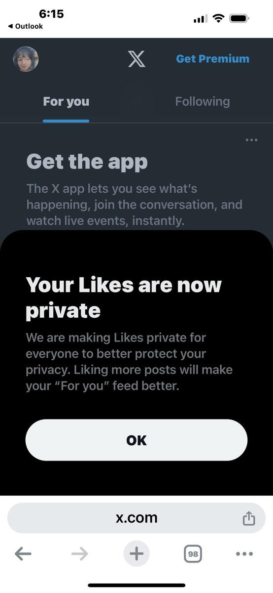 No more likes on Twitter? I just received this message. Only I will see my likes.