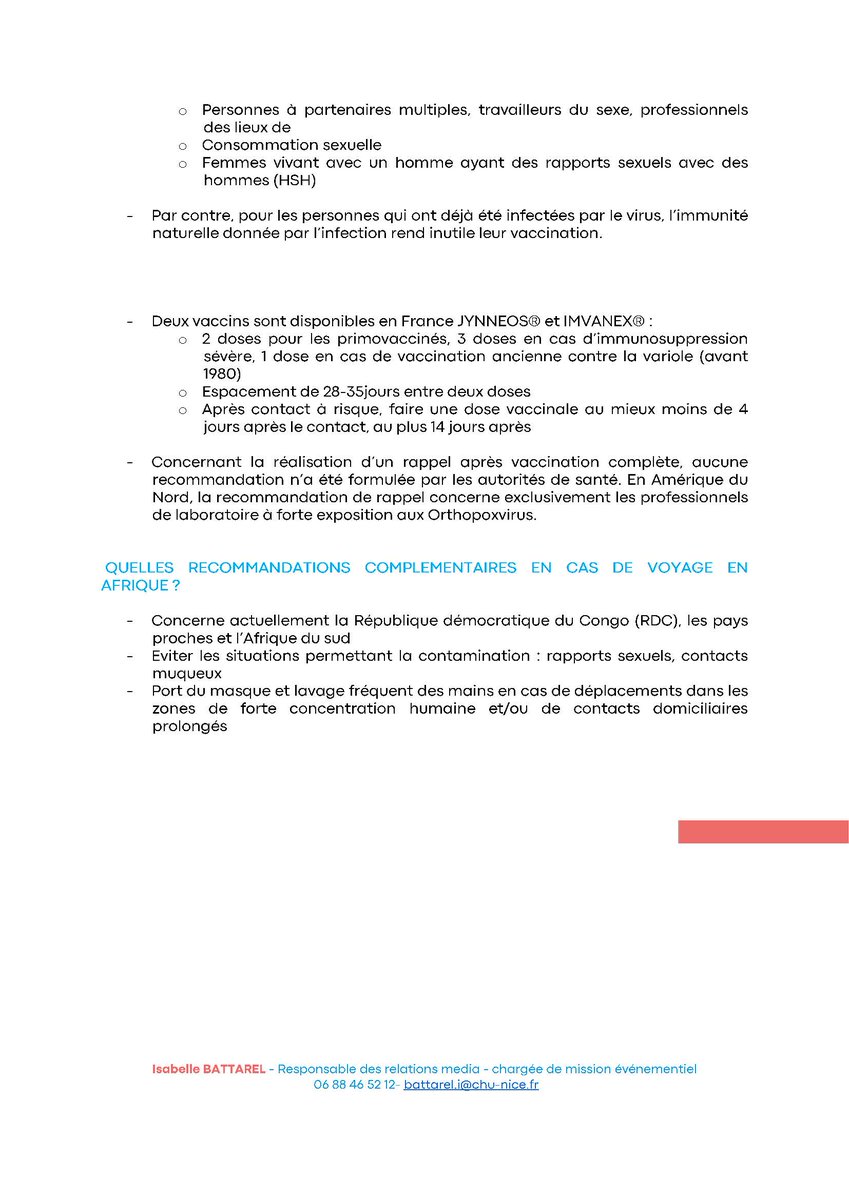 Veuillez trouver via ce communiqué de #presse, un point sur le #MonkeyPOX réalisé par Pr. Michel Carles et Dr Eric Cua du service d' #infectiologie du  CHU de Nice

#santé #hôpital #CHU #contamination #vaccination