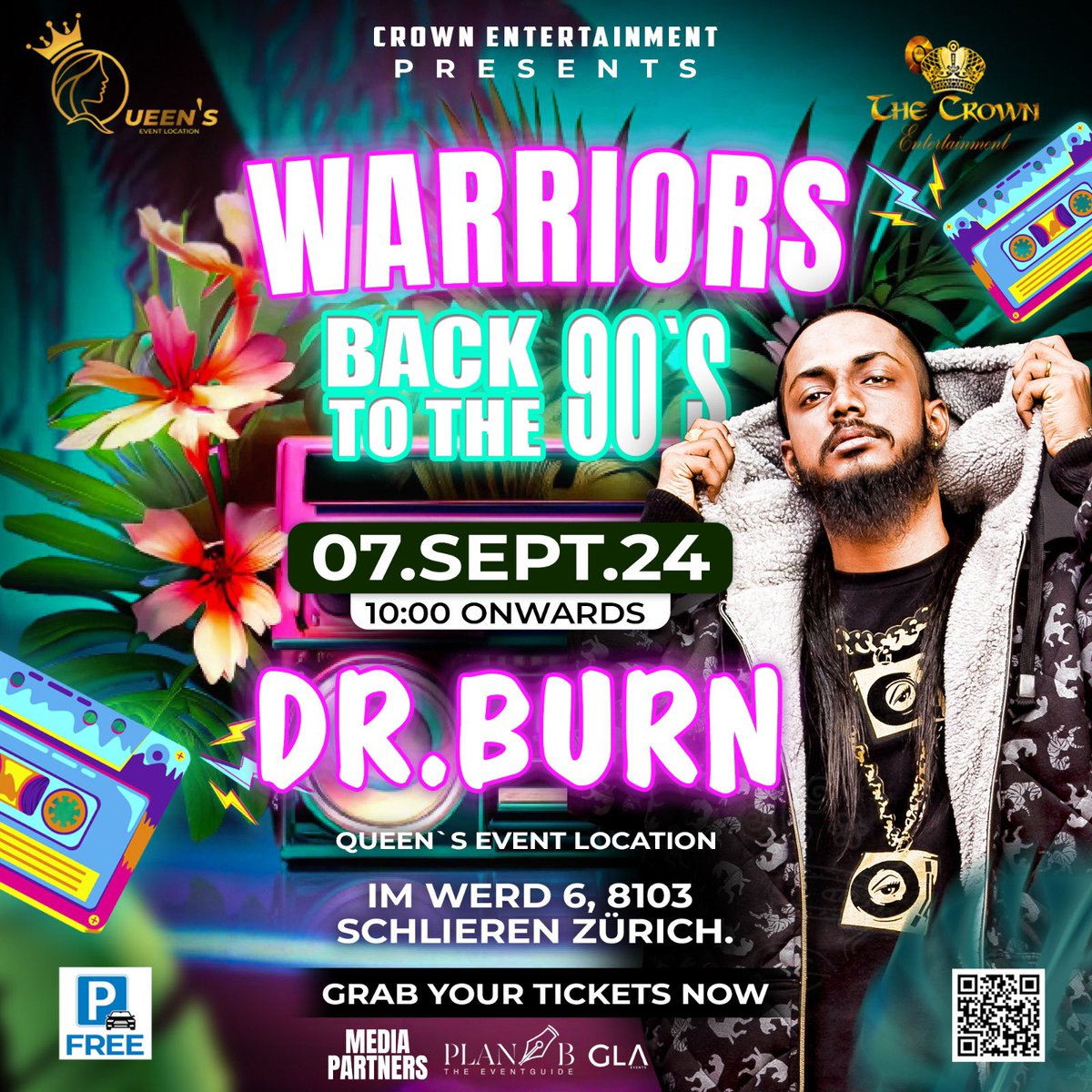Crown Entertainment Presents: Warriors
Back to the 90s

Zurich, Switzerland
7th September 2024
10pm onwards

• Special performances by Yogi B &amp; Dr. Burn