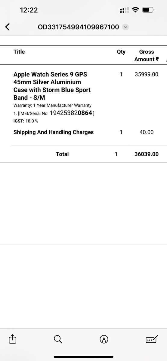 SharmaAshish041's tweet photo. @flipkartsupport @Flipkart You people provide forged invoices to the customer against apple products! The serial number on the watch doesn’t match with the serial number on the bill and the customer care says that you need to contact Apple for this! what a shameless response!!! https://t.co/jXmqPl3LVf