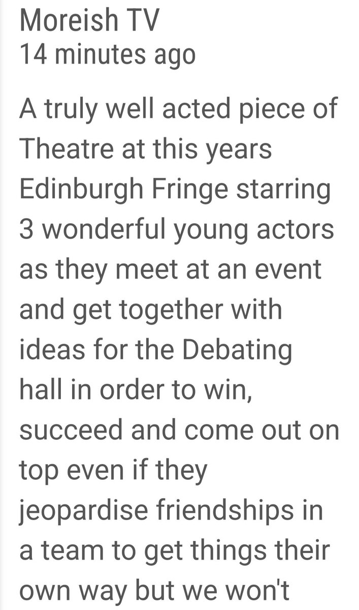 zandsaffire's tweet photo. A well deserved 5 star show ☆☆☆☆☆ Titled @Barrackingplay  reviewed by @MoreishT at @edfringe at @theSpaceUK  read the review below then get tickets now at
https://t.co/wfC44k3V0A. https://t.co/tTHljP83Wr