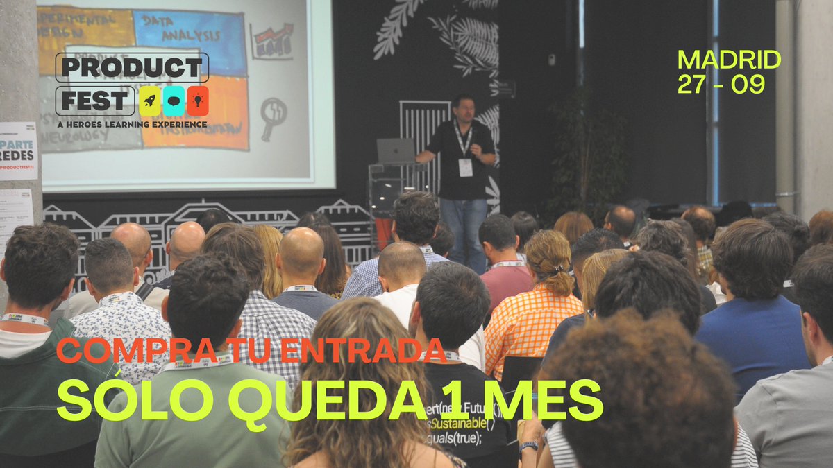 ¡1 mes para el gran día! 🎉
Este año vamos con todo: más charlas, más workshops, más networking…🚀 ¿Tienes tu entrada? Nos vemos el 27 de septiembre en el Talent Garden en Madrid ✨
🔗 Asegura tu entrada y únete a la fiesta del #ProductFest24
my.weezevent.com/product-fest-2…