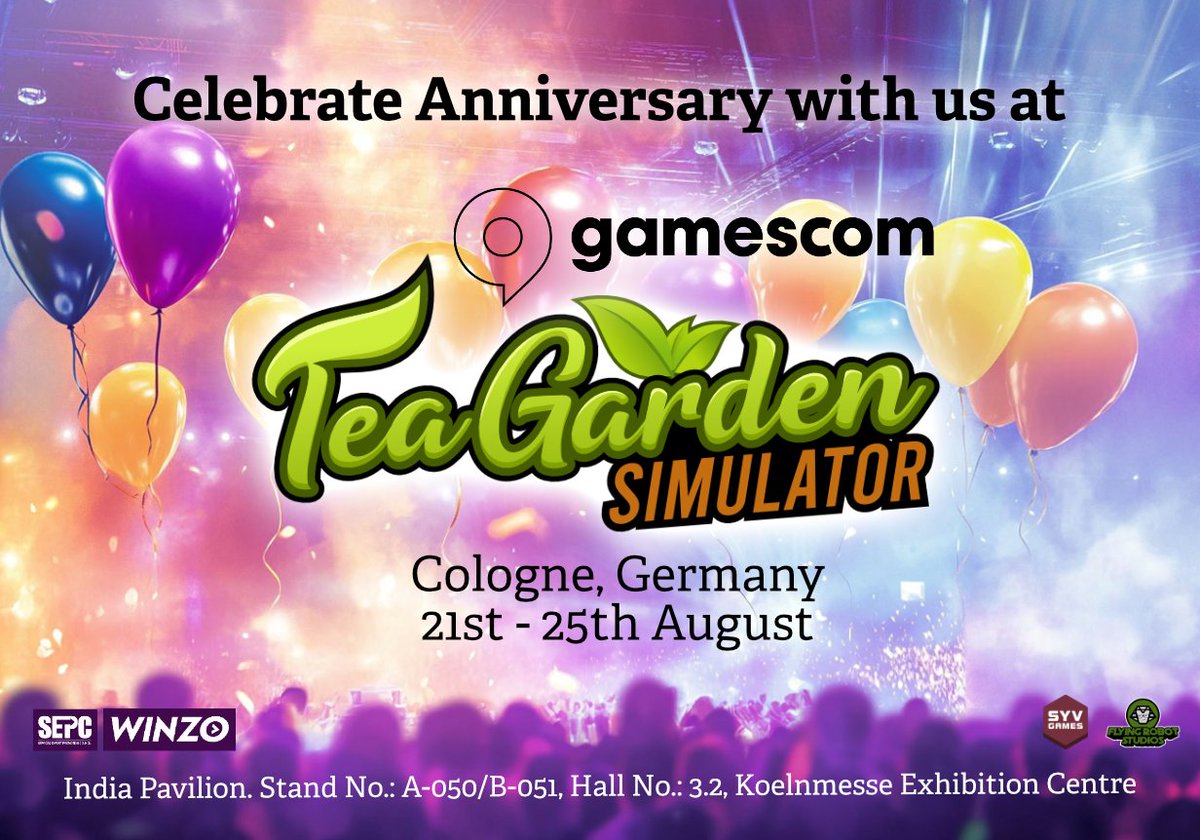 🌟 Exciting News for Tea Garden Simulator Fans! 🌟

We're celebrating our anniversary at Gamescom Cologne from 21st-25th August.🎉

Find us at: Stand A-050/B-051, Hall 3.2, Koelnmesse. 

#TeaGardenSimulator #gamescom2024  #TeaLovers #pcgaming  #NewDemo #Steam