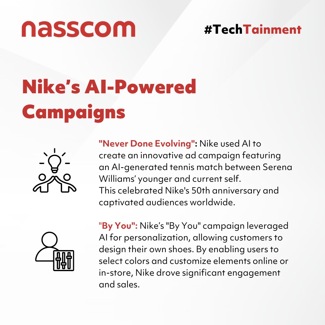 nasscom's tweet image. AI is redefining advertising with precision and creativity. Take a look at how brands are harnessing its power to craft personalized experiences and groundbreaking campaigns. The future of marketing is here.

#TechTainment #AIinAdvertising #Innovation