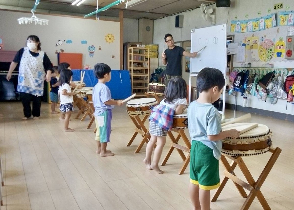 shin_taiko's tweet photo. 空知レッスンデイ2日目🥁
#音江中央保育園 のレッスンからスタート！
午後は #深川デイプレイスふれあいの家 にお邪魔して、夕方からは #音江イルム太鼓 のところへ行ってきます🚗 https://t.co/00BsN5Zsij