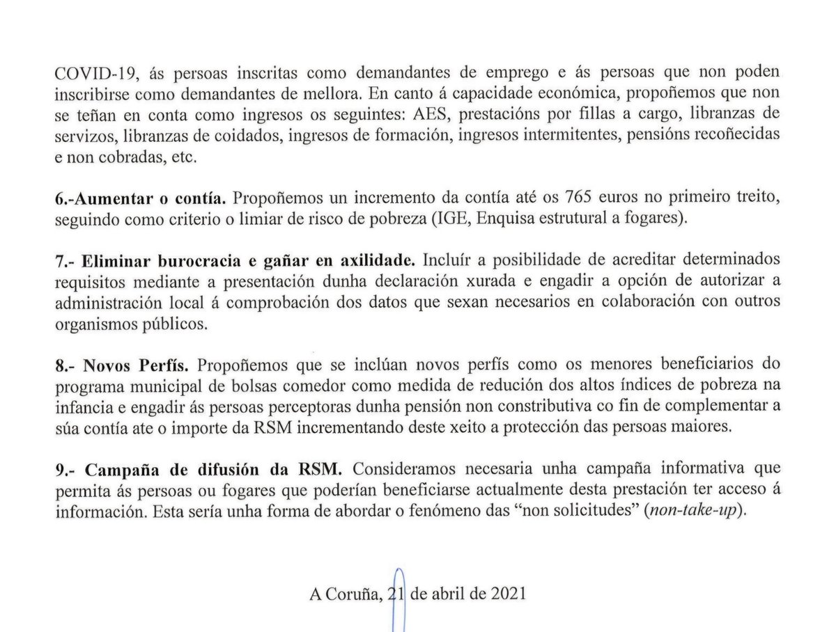 É unha boa nova que se reabra o debate sobre a necesidade de reformar a Renda Social Municipal. 👏🏿

laopinioncoruna.es/coruna/2024/08…

Deixo por aquí as propostas que fixemos no 2021. 👇🏿