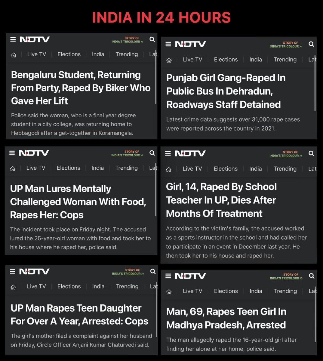 coolshalabh2010's tweet image. India 🇮🇳 in 24 hours so disgusting 🫣 😑 #rapecases #india 💔