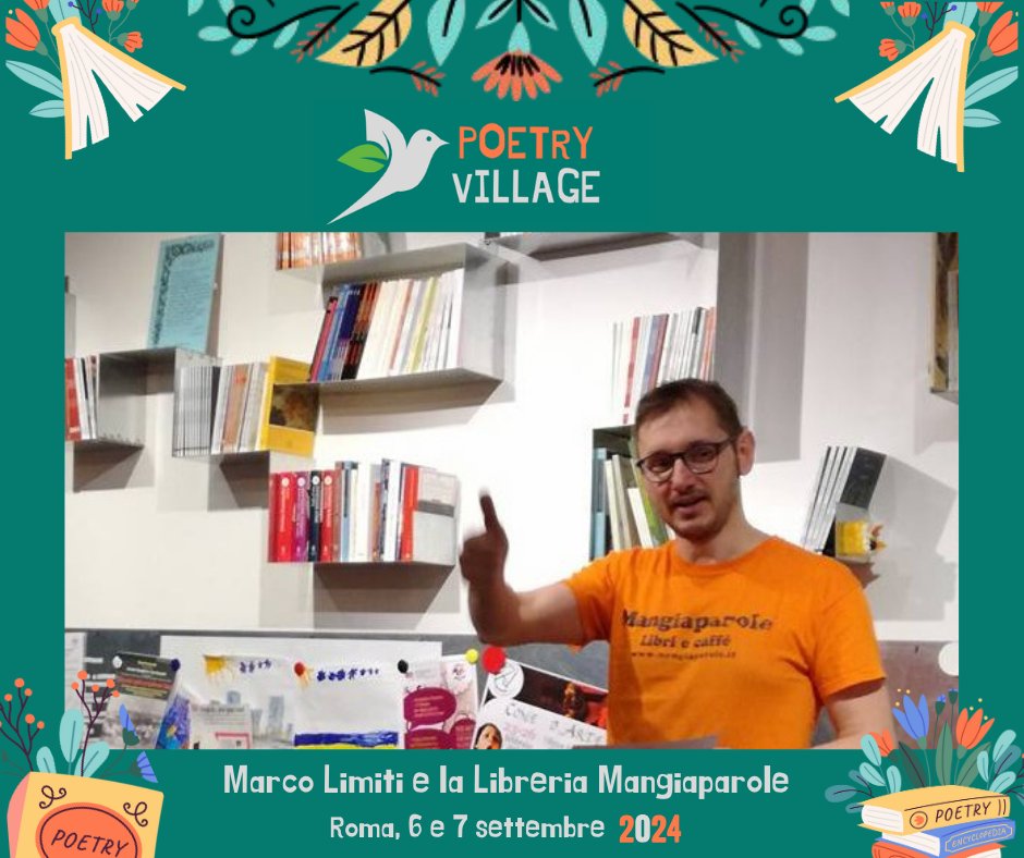 Sapereambiente (@sapereambiente) on Twitter photo Anche Marco Limiti e la Libreria <a href="/Mangiaparole/">mangiaparole</a>, punti di riferimento culturale del quartiere Appio Latino di #Roma , saranno presenti al #PoetryVillage con i volumi degli autori intervenuti 🙂
ℹ️ +39 3714634125 Anche Marco Limiti e la Libreria <a href="/Mangiaparole/">mangiaparole</a>, punti di riferimento culturale del quartiere Appio Latino di #Roma , saranno presenti al #PoetryVillage con i volumi degli autori intervenuti 🙂
ℹ️ +39 3714634125