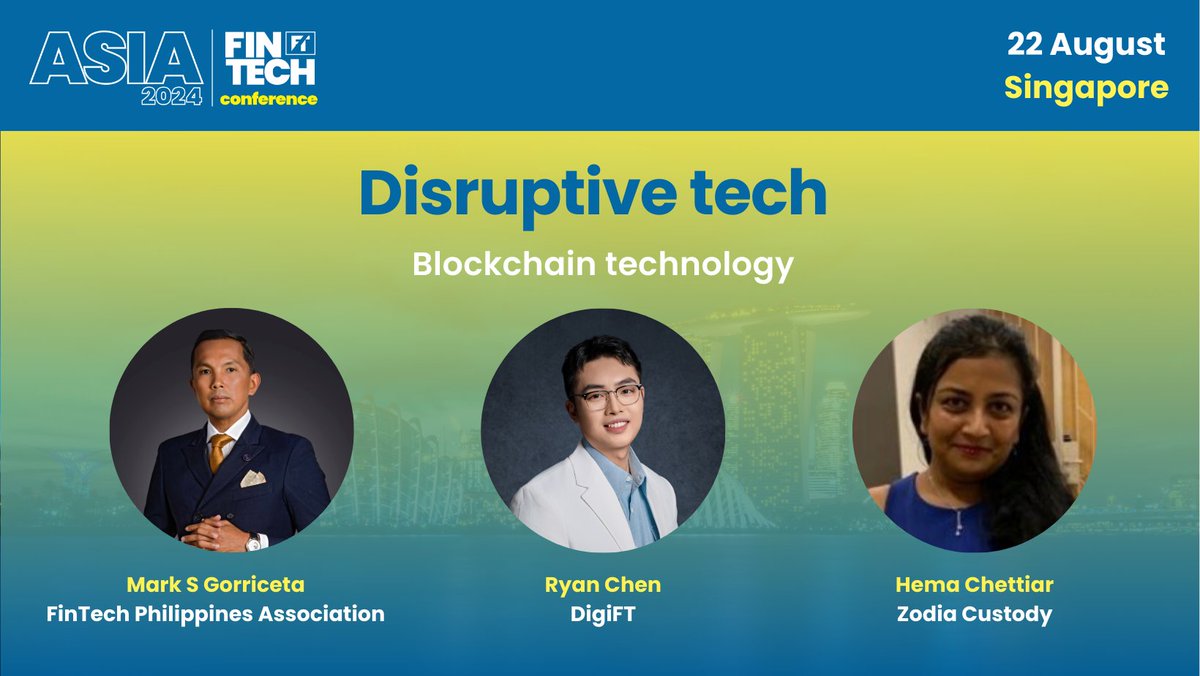 asia__fintech's tweet image. With the #AsiaFinTechConference taking place this week, we’re delighted to confirm the final panel of speakers!

Hema Chettiar of Zodia Custody and Ryan Chen of DigiFT are joining Mark S. Gorriceta of Fintech Philippines Association to discuss blockchain!

asiafintechconference.com/product/confer…