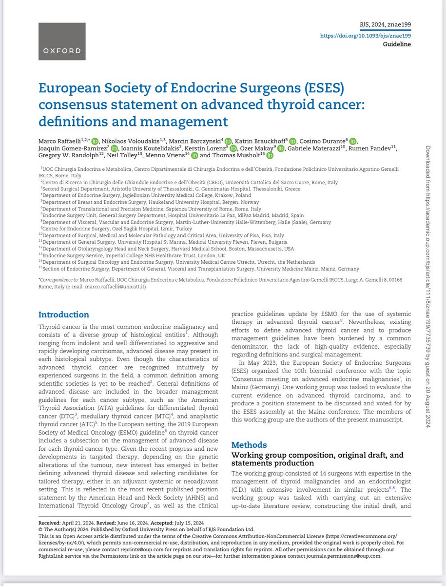 Joaquín GómezRamírez (@joaquin_gom) on Twitter photo Just published consensus of the European Society of Endocrine Surgeons on the management and treatment of advanced thyroid carcinoma. academic.oup.com/bjs/article/11… <a href="/BJSurgery/">BJS</a> <a href="/BJSAcademy/">BJS Academy</a> <a href="/BjsOpen/">BJS Open</a> <a href="/juliomayol/">Julio Mayol</a> <a href="/BalibreaJose/">Jose M. Balibrea MD, PhD, FACS</a> <a href="/aecat_es/">AECAT</a> <a href="/CirEnd_AEC/">CirugíaEndocrina-AEC</a> <a href="/aecirujanos/">aecirujanos</a> <a href="/EndocrinoLaPaz/">EndocrinoLaPaz</a> Just published consensus of the European Society of Endocrine Surgeons on the management and treatment of advanced thyroid carcinoma. academic.oup.com/bjs/article/11… <a href="/BJSurgery/">BJS</a> <a href="/BJSAcademy/">BJS Academy</a> <a href="/BjsOpen/">BJS Open</a> <a href="/juliomayol/">Julio Mayol</a> <a href="/BalibreaJose/">Jose M. Balibrea MD, PhD, FACS</a> <a href="/aecat_es/">AECAT</a> <a href="/CirEnd_AEC/">CirugíaEndocrina-AEC</a> <a href="/aecirujanos/">aecirujanos</a> <a href="/EndocrinoLaPaz/">EndocrinoLaPaz</a>