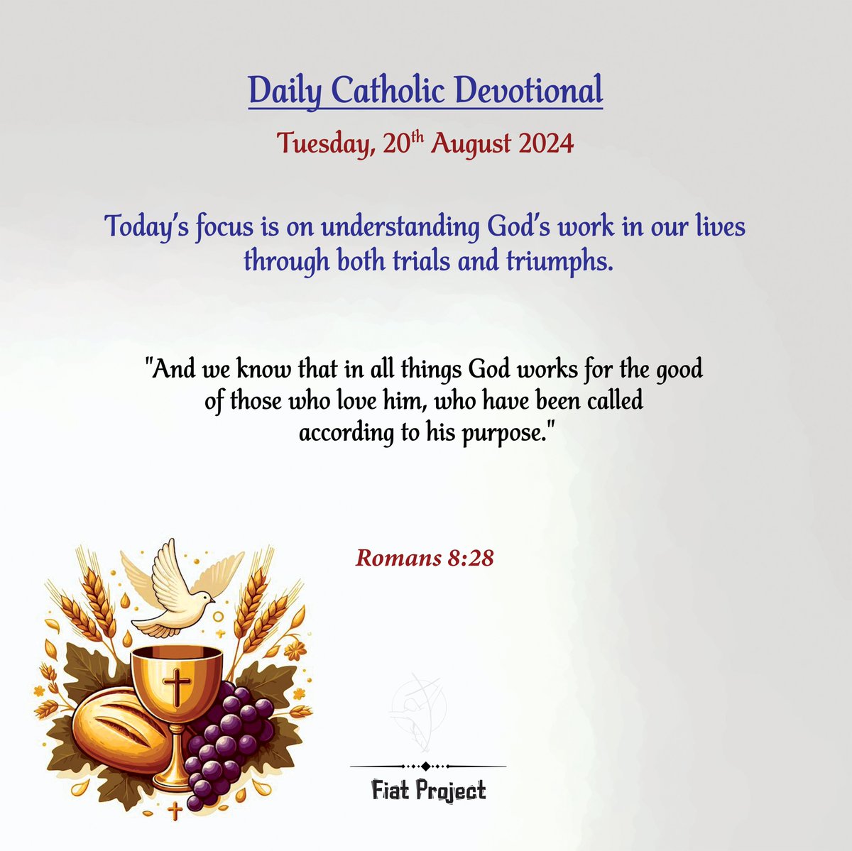 fiat_project's tweet photo. Friend, today let’s reflect on the great truth that under any situation, God is working for our good. https://t.co/SrKTiKMqe0