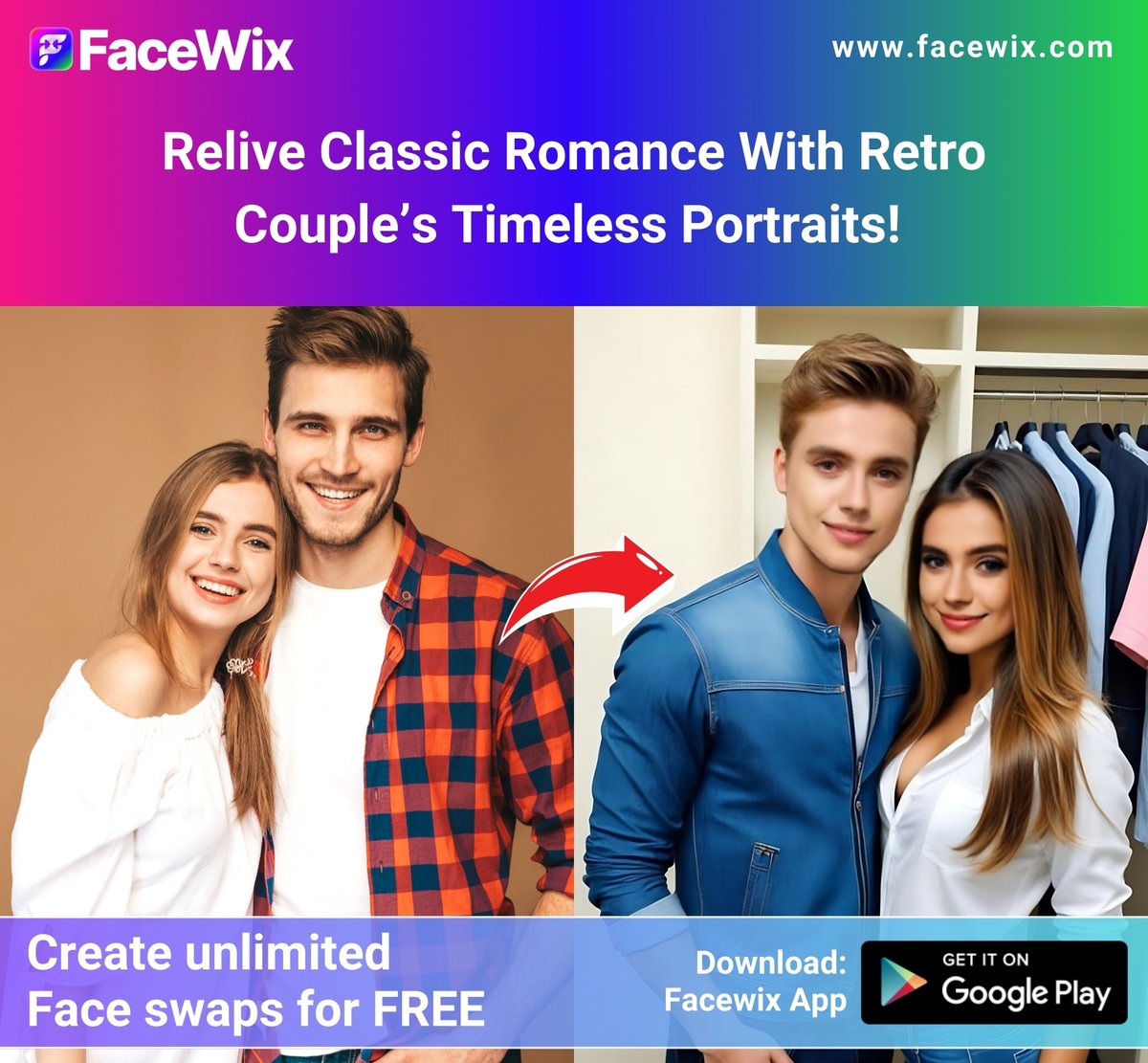 facewixofficial's tweet photo. Become the Ultimate Retro Couple! 🕺💃✨
🎥✨ Ready to take a trip down memory lane? Click here: https://t.co/wJ2uv4e2zS
Ever wondered how you and your partner would look as a stylish duo from the past? With Facewix.
#Facewix #RetroCouple #NostalgicVibes #FaceSwap #VintageStyle https://t.co/H6vaLmVtsZ