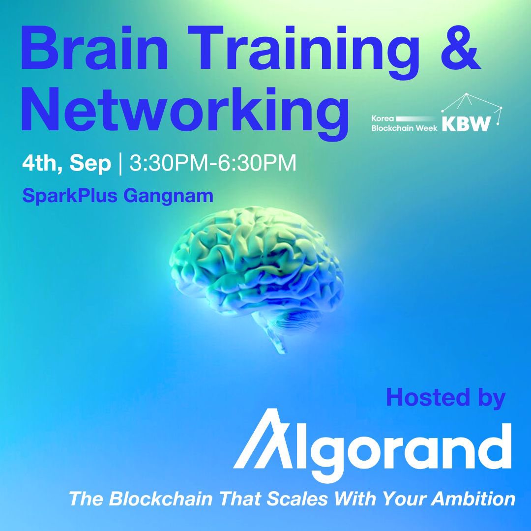 📣 Let's meet up in Seoul!

<a href="/AlgorandKorea/">AlgorandKorea</a> is hosting an official side event for Korea Blockchain Week 2024! Join our community on 4th, Sep in Gangnam for a Brain Training and networking session! 

Event details 🧵

#Algorand #KBW2024