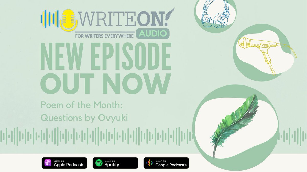 🎧 New episode alert 🎧 

This week on Write On! Audio, you can enjoy: ➡️ Poem of the Month 

Our August Poem of the Month is called “Questions” and it is by London-based writer, artist and performer Ovyuki. 

Listen to this episode here: spoti.fi/3TntI2a