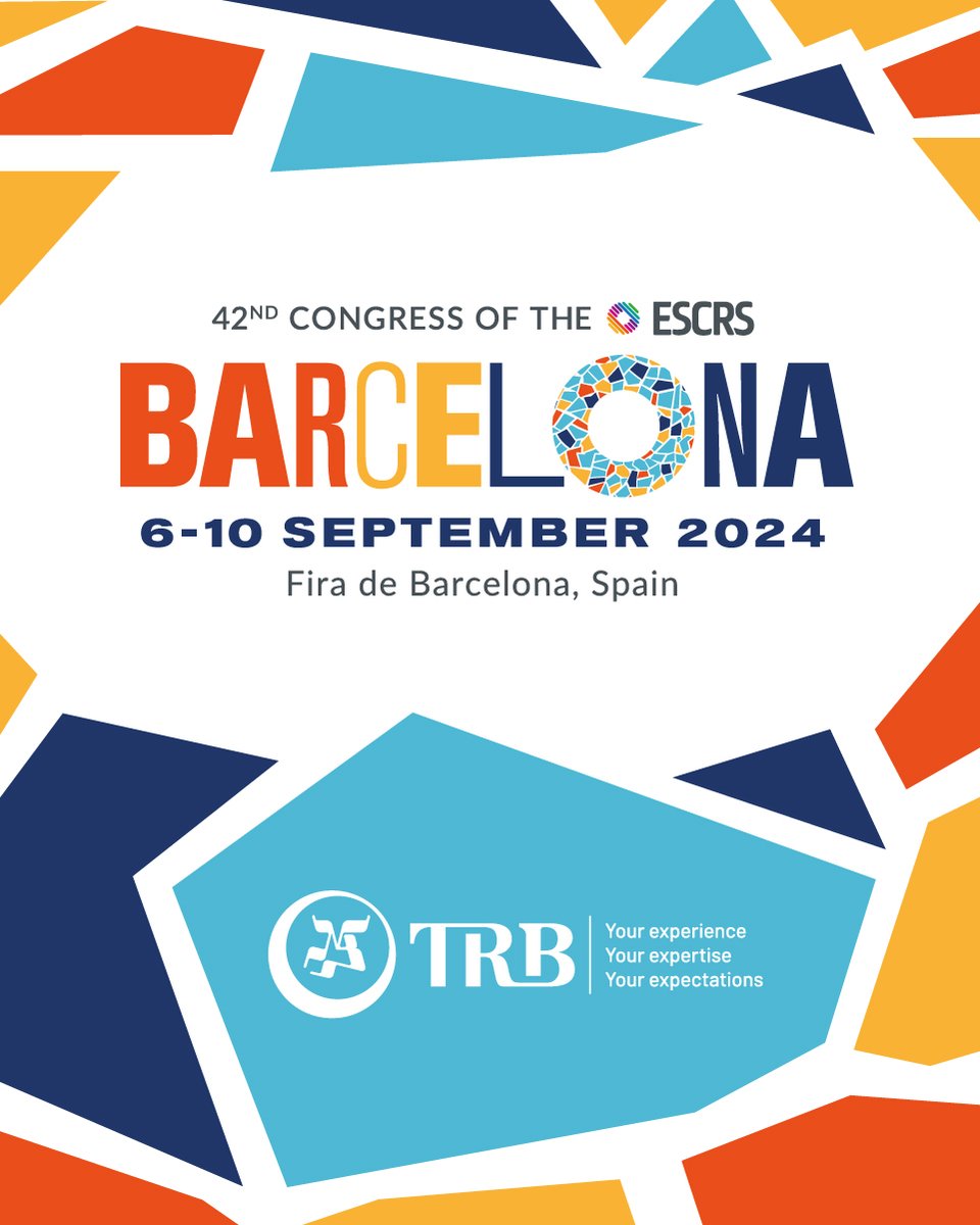 TRB_Intl's tweet photo. 📅 Save the Date! 📅
TRB will be at ESCRS 2024 in Barcelona! Visit us at booth n7 E117 from 6-10 September to learn about the latest in ophthalmology and TRB's impact. 
👉 Learn more https://t.co/SAxUUlHy6x

#dryeyes #hyaluronicacid #DED #Ophthalmology #TRB #ESCRS2024 #Barcelona https://t.co/PF9wtB4iPD