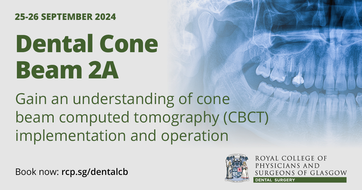 Royal College of Physicians & Surgeons of Glasgow (@rcpsglasgow) on Twitter photo You can still book your place on our two-day course focusing on teaching safe interpretation of cone beam computed tomography (CBCT) scans. This will include when to refer for radiological or surgical opinions: ow.ly/UGHg50T15uM
<a href="/DrGoodalltweets/">Prof Christine Goodall</a> <a href="/cimather/">Craig Mather</a> You can still book your place on our two-day course focusing on teaching safe interpretation of cone beam computed tomography (CBCT) scans. This will include when to refer for radiological or surgical opinions: ow.ly/UGHg50T15uM
<a href="/DrGoodalltweets/">Prof Christine Goodall</a> <a href="/cimather/">Craig Mather</a>