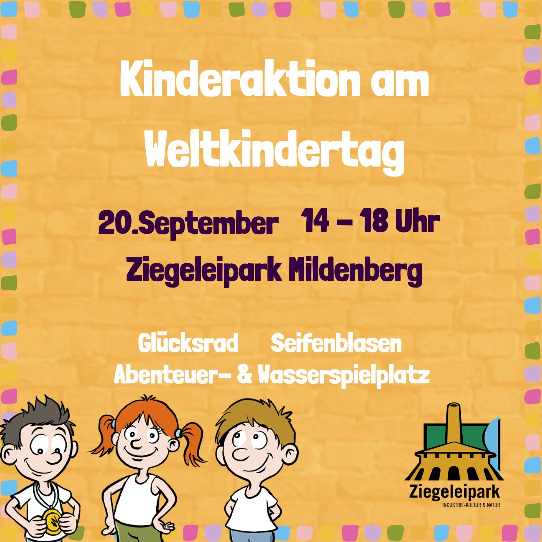 Wusstest ihr schon, dass es den Kindertag 2x in Deutschland  gibt? 🤔 Am 20.09. haben wir eine  kleine Kinderaktion von 14 bis 18 Uhr im Ziegeleipark geplant!Hier erhaltet ihr weitere Infos: ziegeleipark.de/zp_veranstaltu…